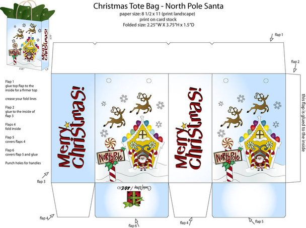 Bolsa de asas de Navidad - Polo Norte Santa
 - Vector, imagen