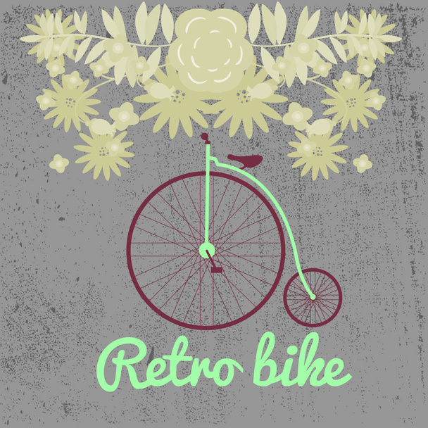 vector ilustración de bicicleta retro en una gran rueda rodeada b
 - Vector, Imagen
