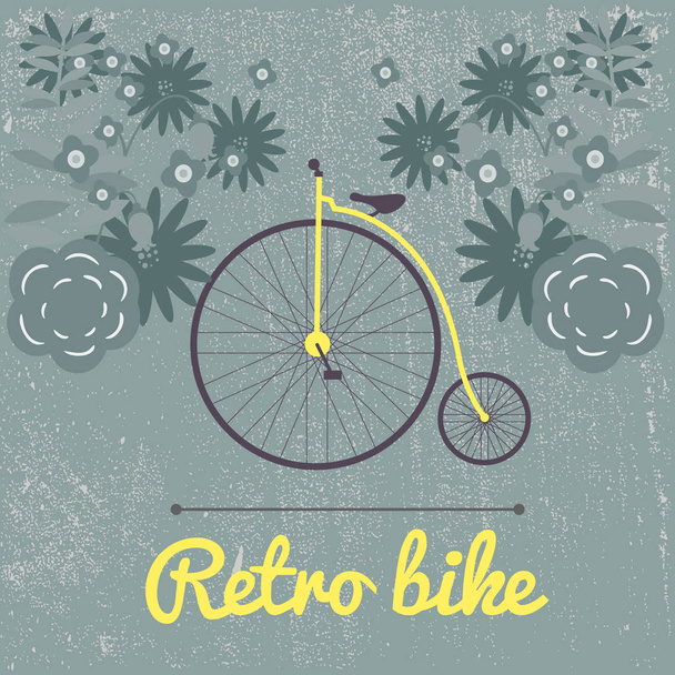 ビッグ ホイールのレトロな自転車のベクトル イラスト囲まれた b - ベクター画像