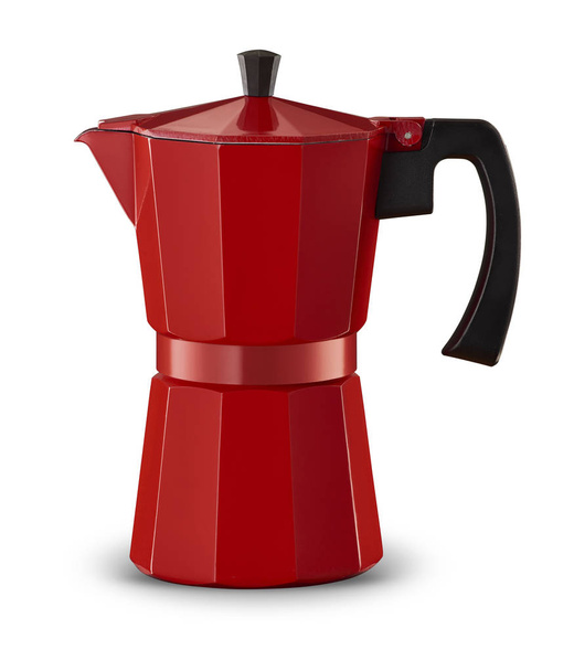 Beyaz zemin üzerine kırmızı kahve makinesi - Fotoğraf, Görsel