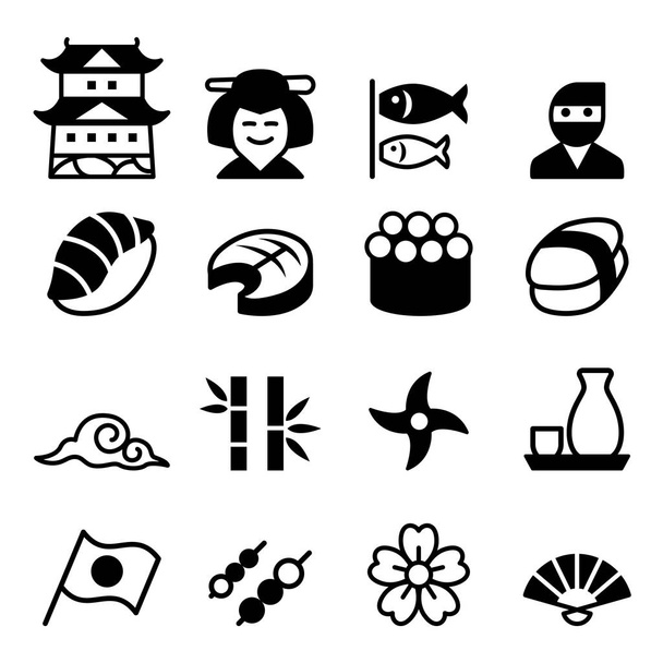 grundlegende japanische Icon Set Vektor Illustration Grafik-Design - Vektor, Bild