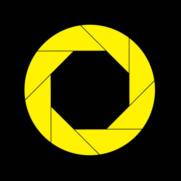 Yellow Shutter Icon Isolated on Black - Vector, Image