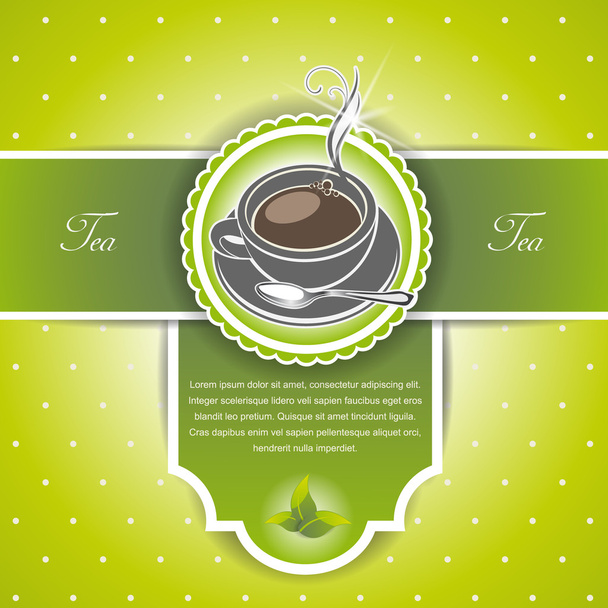 Background with a cup of tea and leaves - Vector, imagen