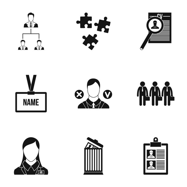 Staffing agency icons set, simple style - Vektor, Bild