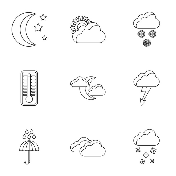 Набор значков прогноза погоды, стиль контура
 - Вектор,изображение