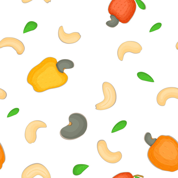 Vector seamless pattern cashew nut. Illustration of peeled nuts and in shell isolated on white background it can be used as packaging design element, printing brochures  healthy  vegetarian diet - Vector, Image