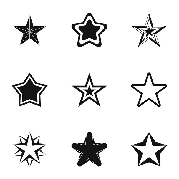 Five-pointed star icons set, simple style - Vector, Image