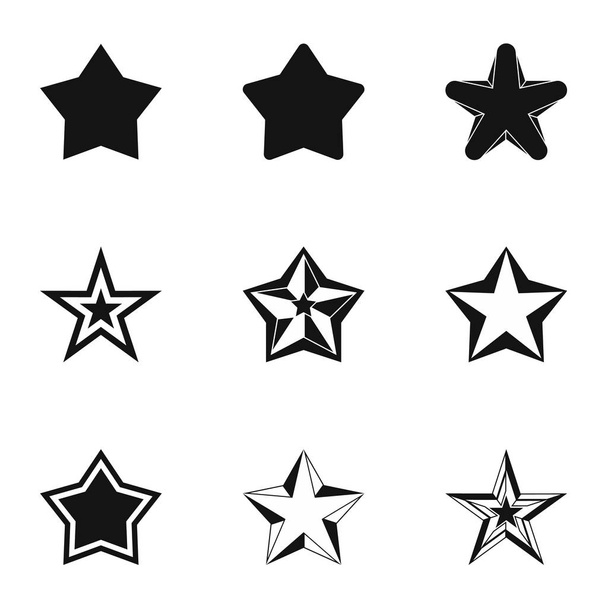 Ábra csillag ikon készlet, egyszerű stílus - Vektor, kép