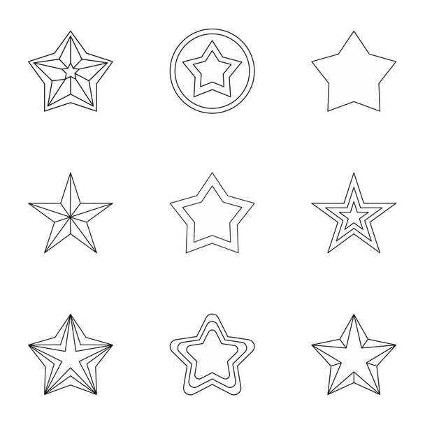 Yıldız Icons set, anahat stili - Vektör, Görsel
