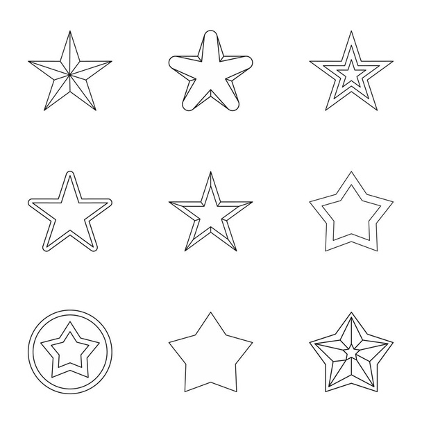 Pięcioramienna gwiazda ikony zestaw, styl konturu - Wektor, obraz