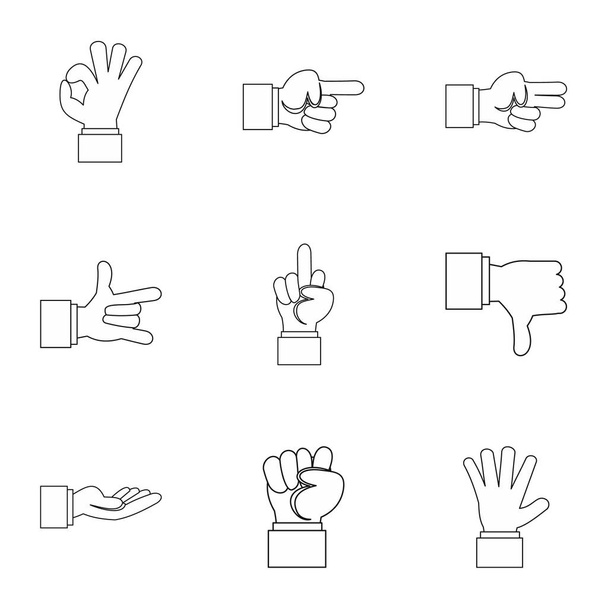 Conjunto de iconos gesturales, estilo de contorno
 - Vector, Imagen