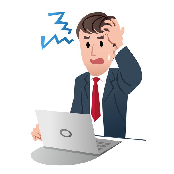 Frustrated businessman holding his head with left hand - Vector, Image