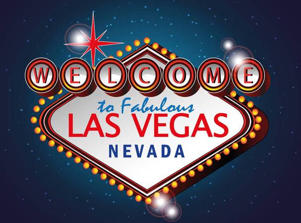 Добро пожаловать в сказочный Лас-Вегас Невада знак в голубом золоте backgroun
 - Вектор,изображение