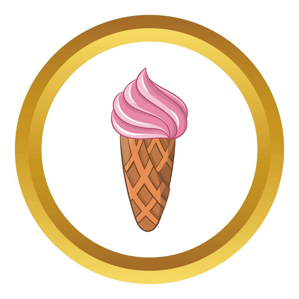 Ice cream in waffle vector icon - Vector, Image