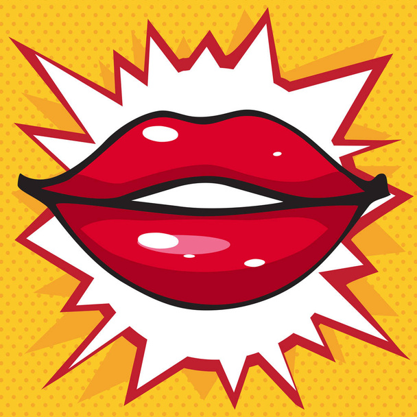 beautiful smile lips with glitter on a bright background - Vector, Image