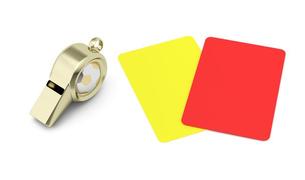 Sifflet et cartons rouges et jaunes
 - Photo, image
