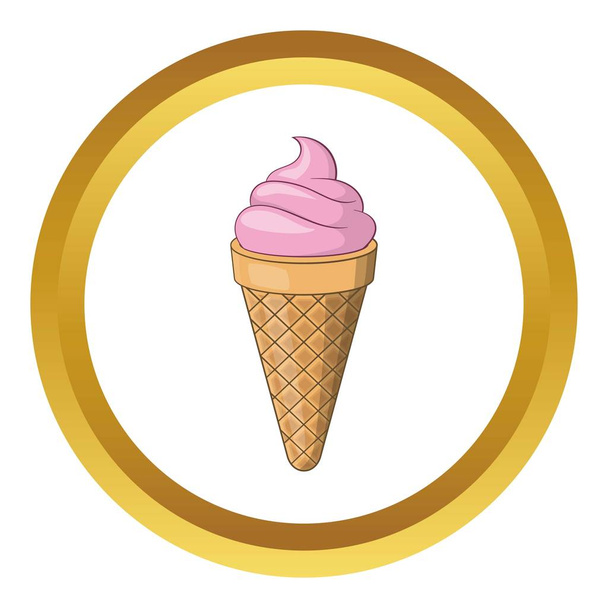 Pink ice cream cone vector icon - Vector, Image