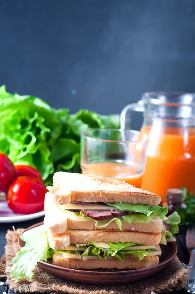 homemade sandwich with a salad - 写真・画像