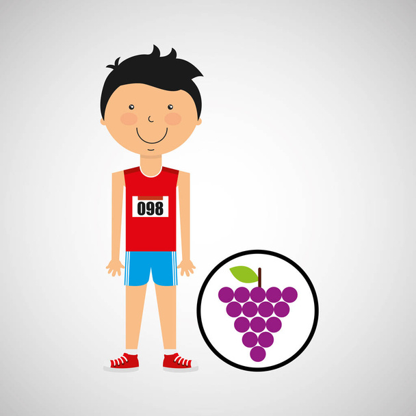 desenho animado menino atleta com uva
 - Vetor, Imagem