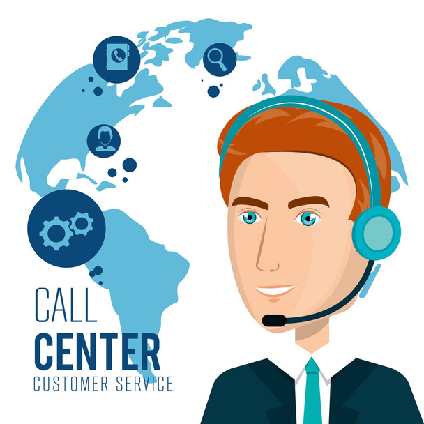 Kundenservice im Call Center - Vektor, Bild