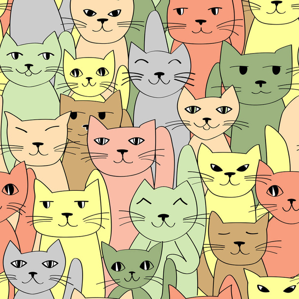 viele Katzen nahtlose Muster - Vektor, Bild