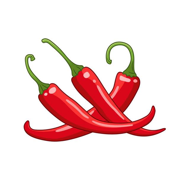 Vektor chili paprika színű botanikai illusztráció - Vektor, kép