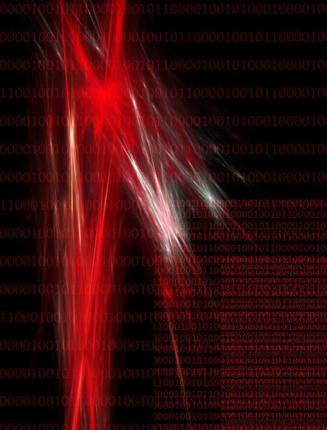 Binary Background in Glowing Red Over Black - Photo, Image
