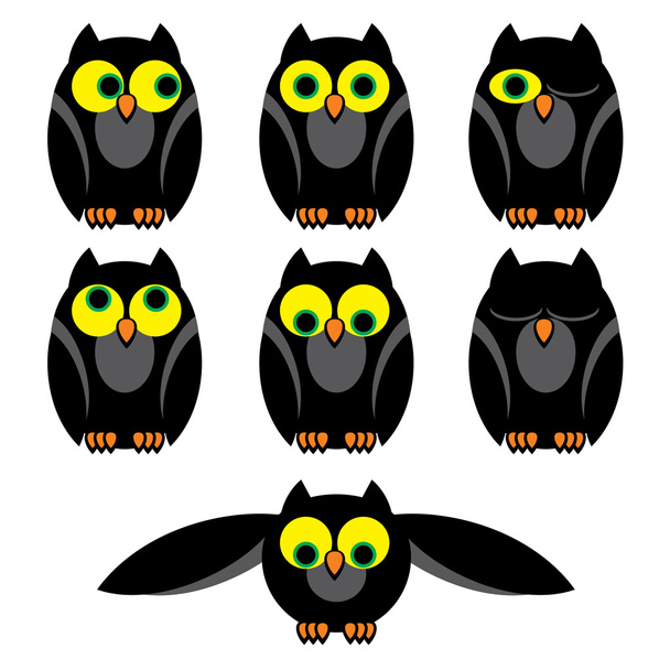 Owl set - Vektori, kuva