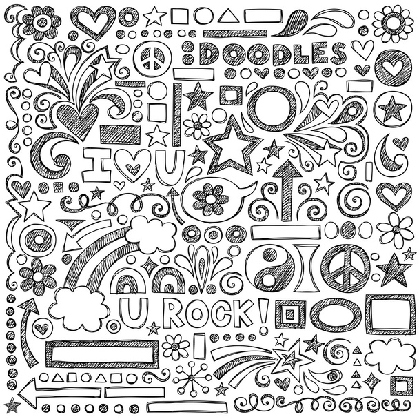 Sketchy Doodle de volta à escola Vector elementos de design
 - Vetor, Imagem