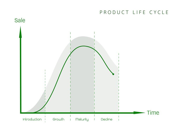 Marketing-Konzept des Produktlebenszyklus-Diagramms - Vektor, Bild