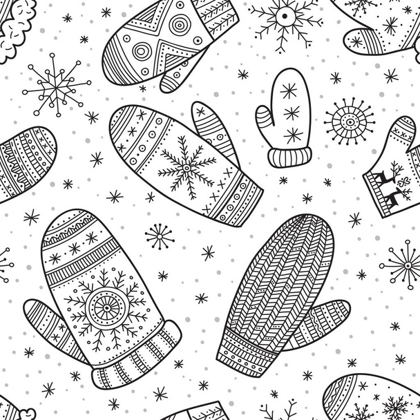 christmas boho mittens seamless pattern - Vetor, Imagem