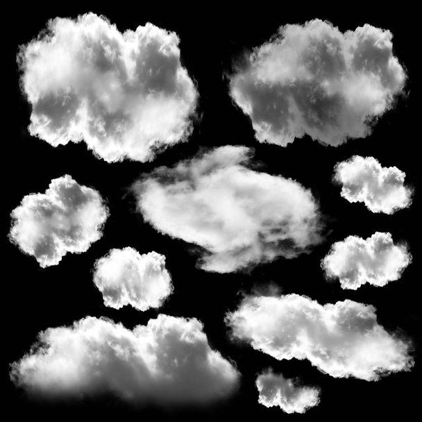 Nuages blancs isolés sur fond noir
 - Photo, image