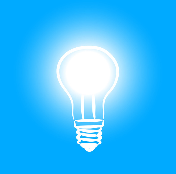 Glühbirne auf blauem Hintergrund - Vektor, Bild