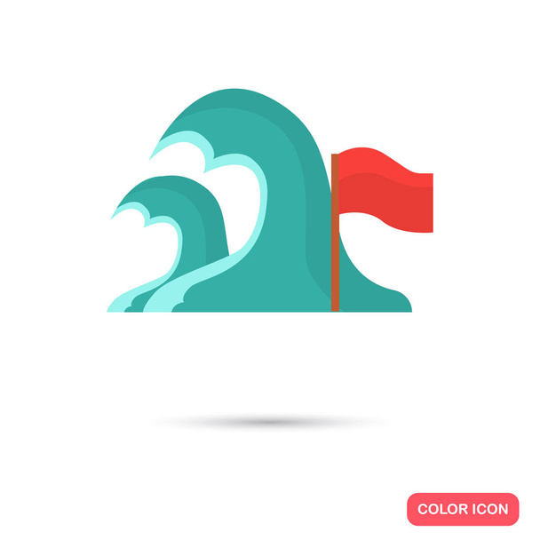Red storm flag on the sea color icon. Flat design for web and mobile - Vektor, kép