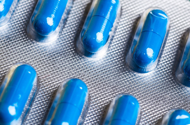 A variety of medicinal tablets in blister pack. - Fotó, kép