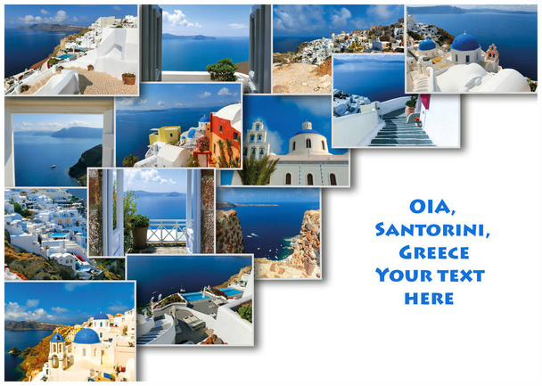 tradycyjną architekturę miejscowości oia, na wyspie santorini, Grecja - Zdjęcie, obraz