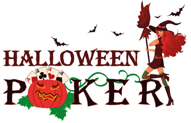Halloween poker banner with pumpkin, vector illustration - Vetor, Imagem