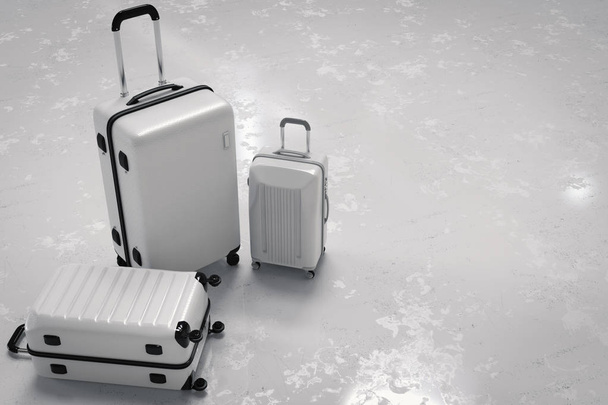 various size of white luggages  - Photo, Image
