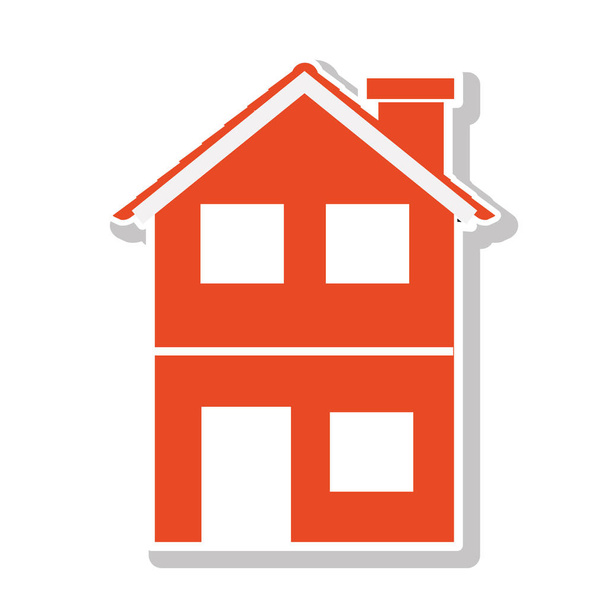силует з помаранчевим будинком двох поверхів
 - Вектор, зображення
