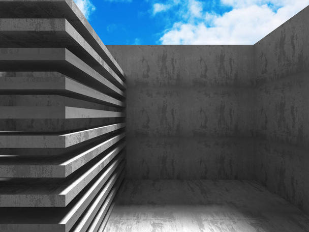 grey Concrete architectural angular constructions - 写真・画像