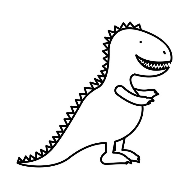 silhouette dinosaur toy flat icon - Vector, Image