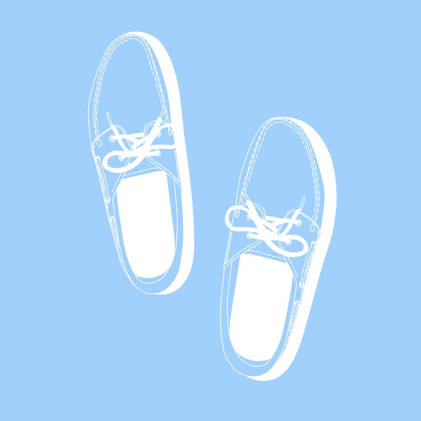 male boat shoes with laces  - Вектор,изображение