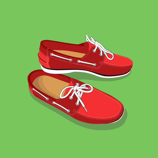 male boat shoes with laces  - Vector, Image