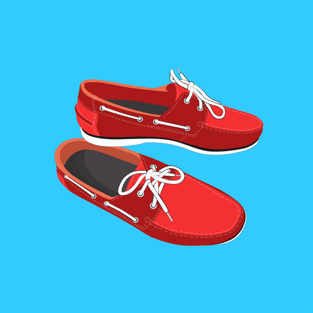 male boat shoes with laces  - Вектор,изображение