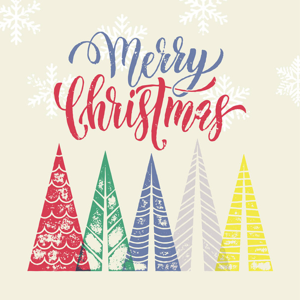 Trendy art Christmas trees background for winter holiday greeting - Vektor, Bild