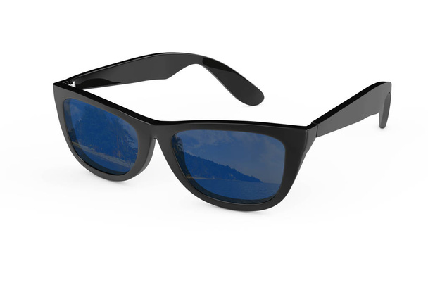 Прохолодні сонцезахисні окуляри в чорній пластиковій рамці. 3D рендерингу
 - Фото, зображення