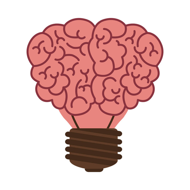 light bulb in form of brain icon - Vector, Image