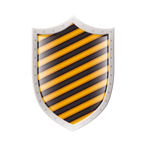 silhueta emblema metálico com linhas listradas
 - Vetor, Imagem
