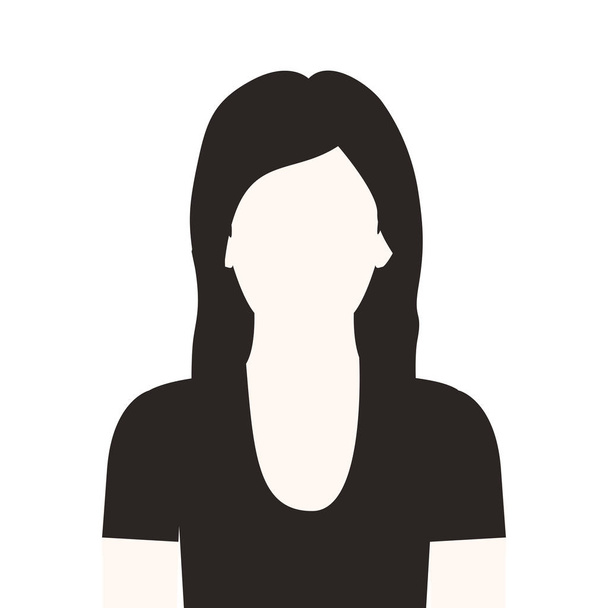 monochroom halve lichaam vrouw met lange haren zonder gezicht - Vector, afbeelding