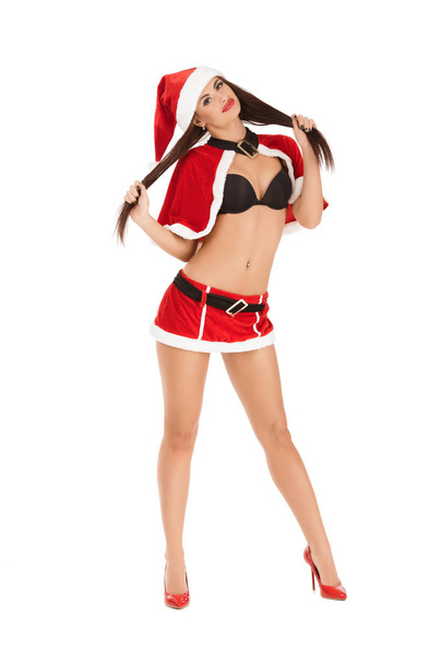 sexy woman wearing santa claus clothes - Foto, afbeelding